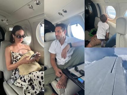 Nas alturas! Isis Valverde e família estreiam jatinho particular de R$ 25 milhões