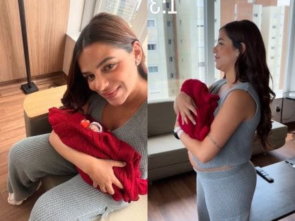 Key Alves recebe alta e deixa hospital com a filha recém-nascida