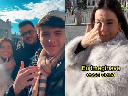 Superação: após AVC, esposa de Maurício Manieri se emociona em visita ao Vaticano