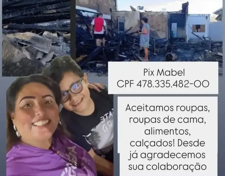 Moradores se mobilizam em campanha para ajudar família que perdeu casa em incêndio