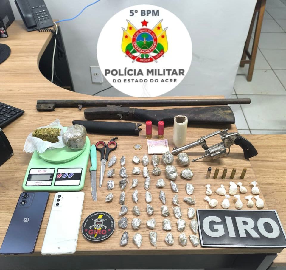 Operação da polícia prende suspeitos armados com drogas e dinheiro no interior do Acre