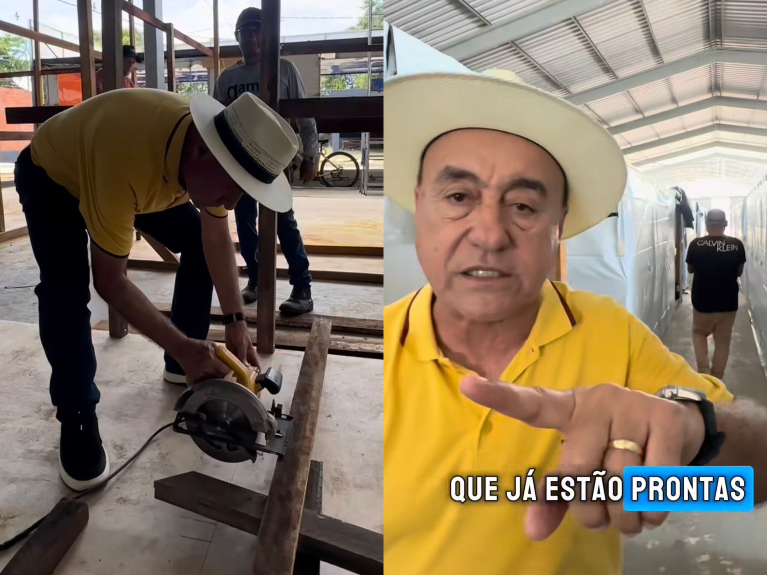 Bocalom corta madeiras para construir abrigos no Parque de Exposições: ‘Cuidando das pessoas’