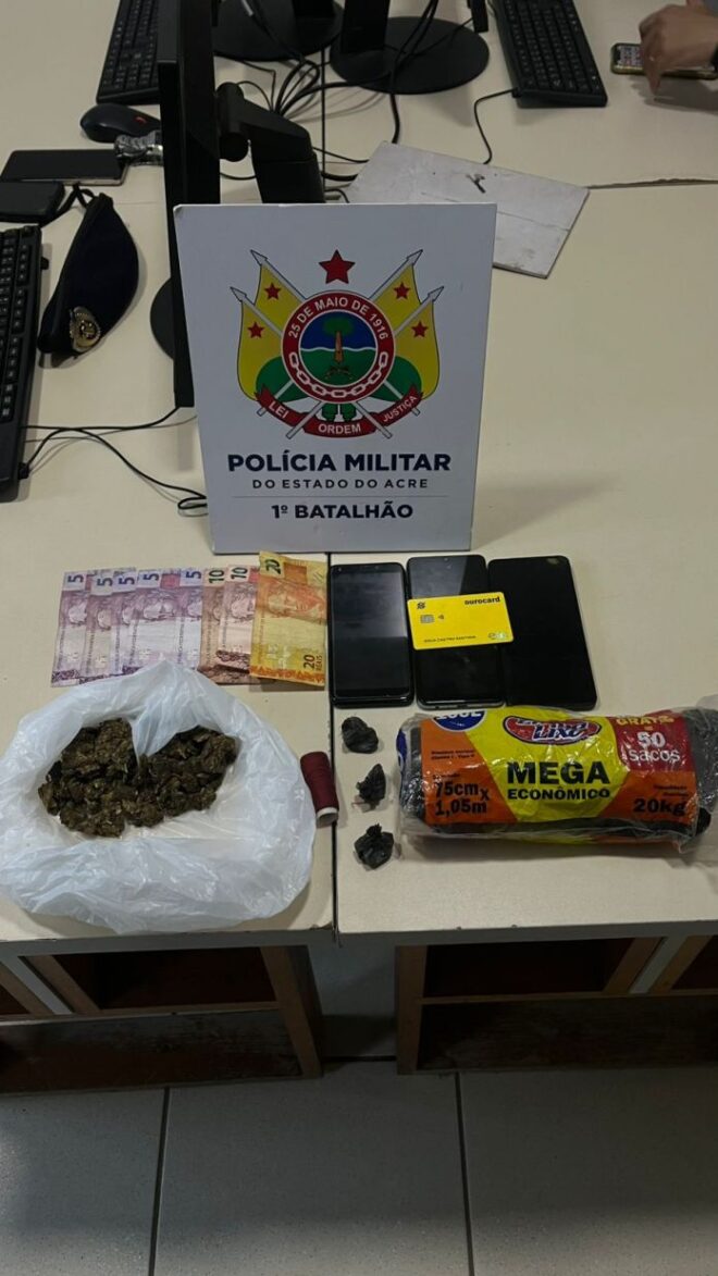 Polícia prende homem por tráfico de drogas no bairro Base, em Rio Branco