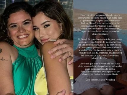 Duda Wendling fala de borderline da mãe e diz que crises não são sua responsabilidade