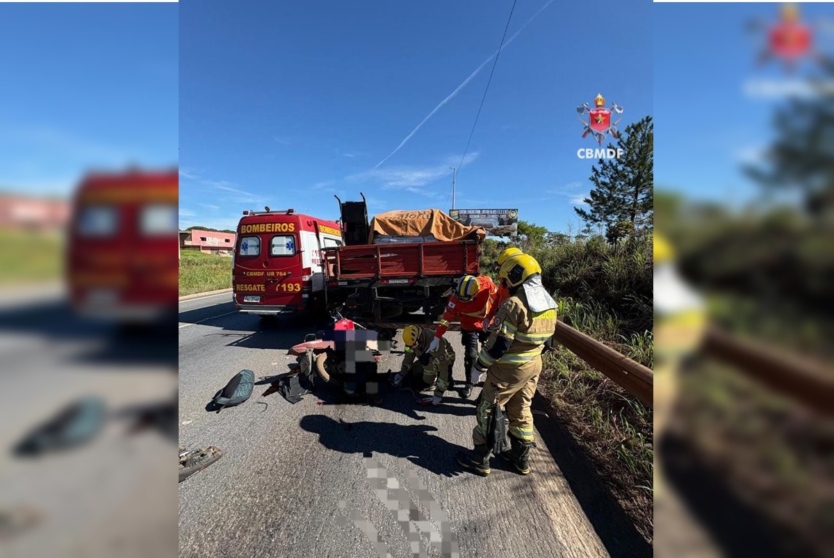 Motociclista morre após bater em caminhão na BR-070