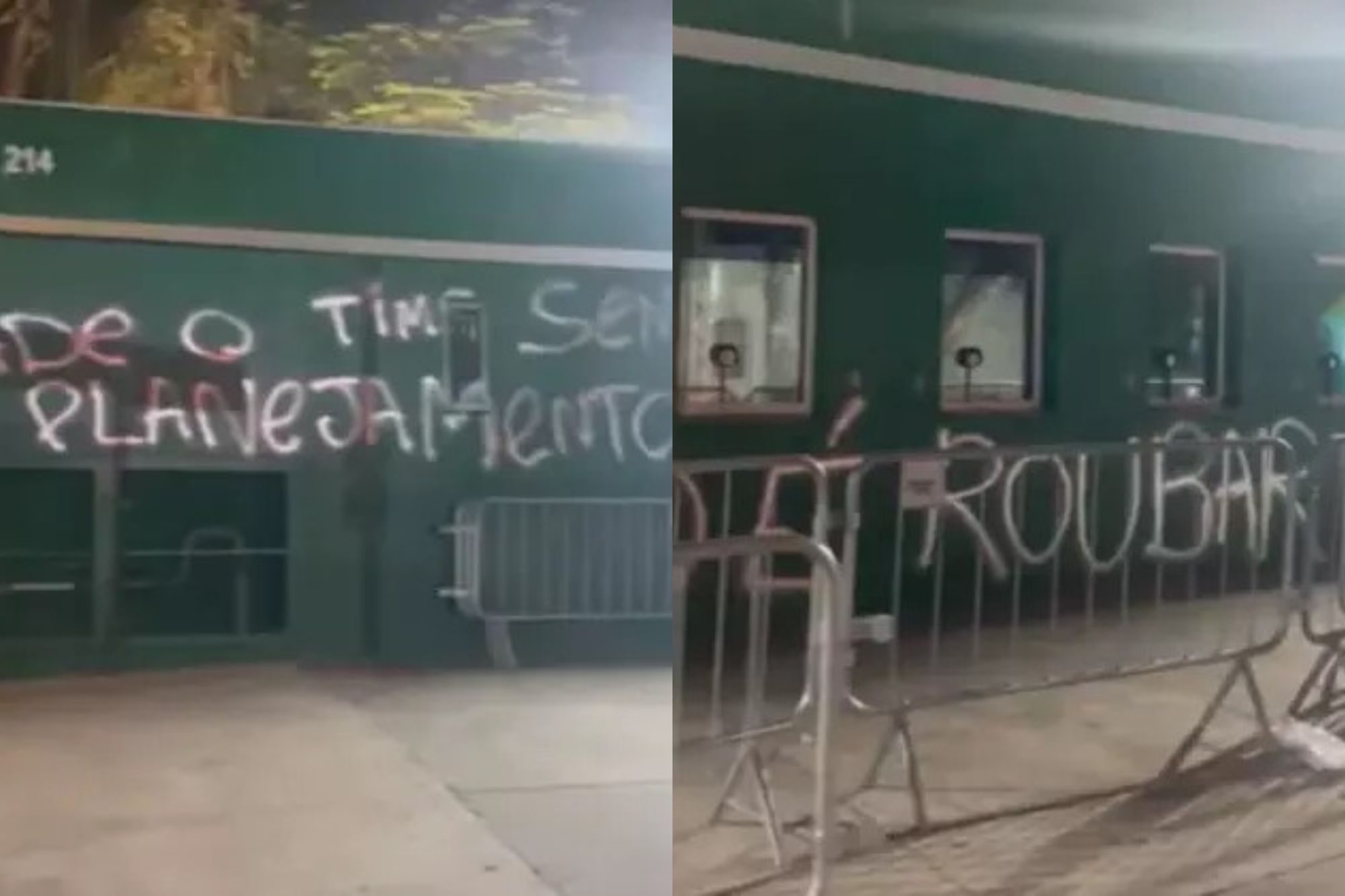 Sede do Palmeiras amanhece pichada após goleada para Novorizontino