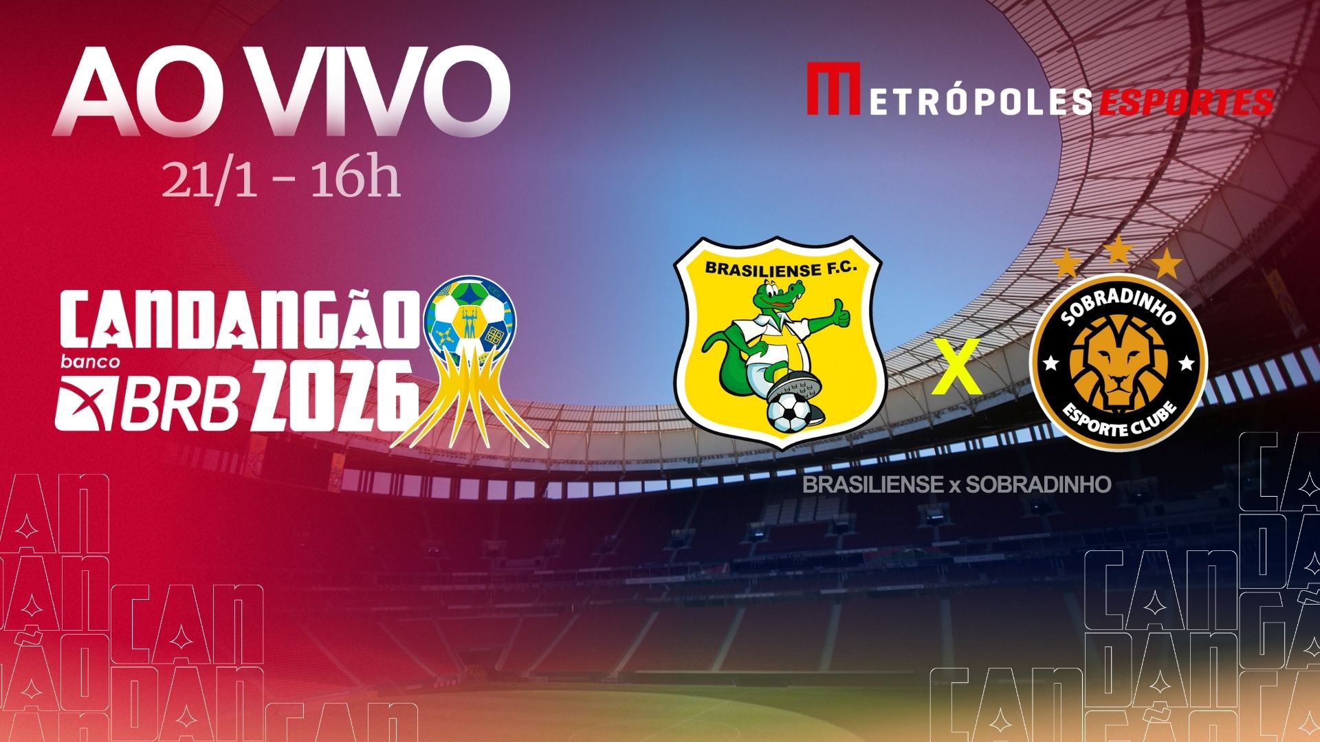 Candangão 2026: assista Brasiliense x Sobradinho ao vivo no YouTube
