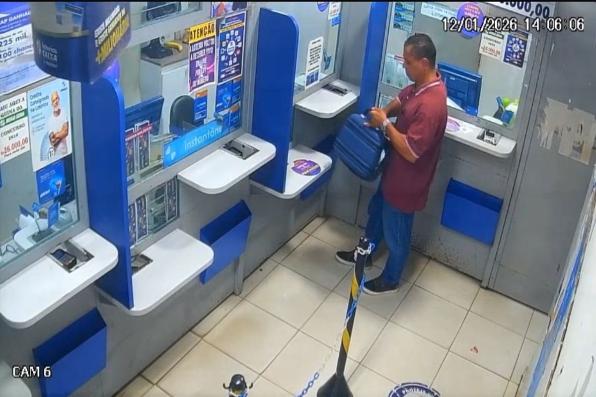 Homem invade lotérica e furta caixinha de moedas da Apae. Veja vídeo