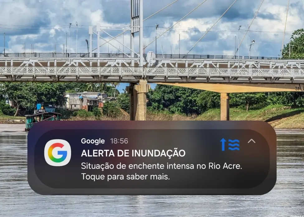 Moradores de Rio Branco recebem alerta do Google sobre cheia do rio Acre
