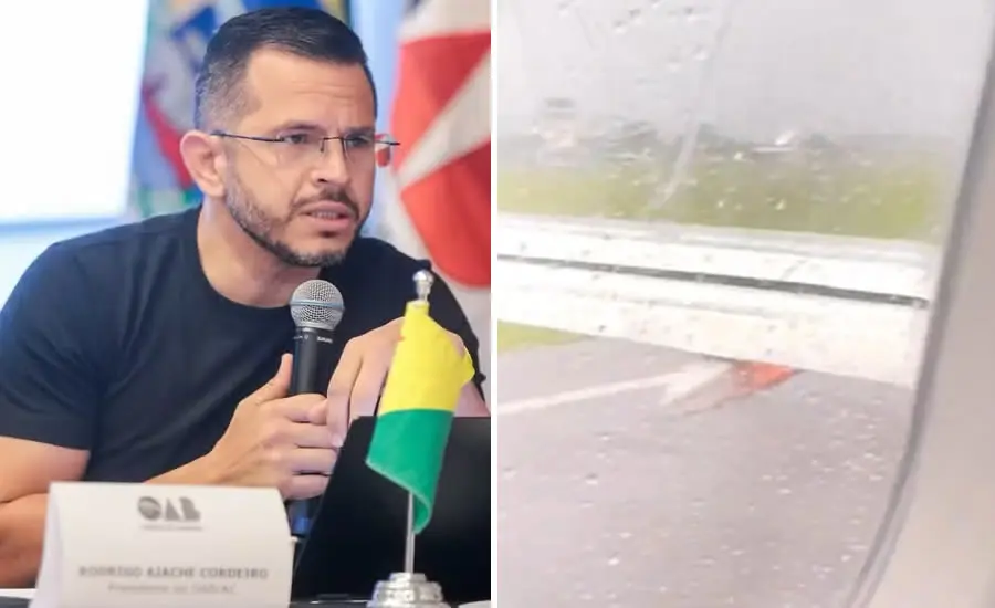 Presidente da OAB/AC flagra labareda em motor de avião em que estava durante a decolagem