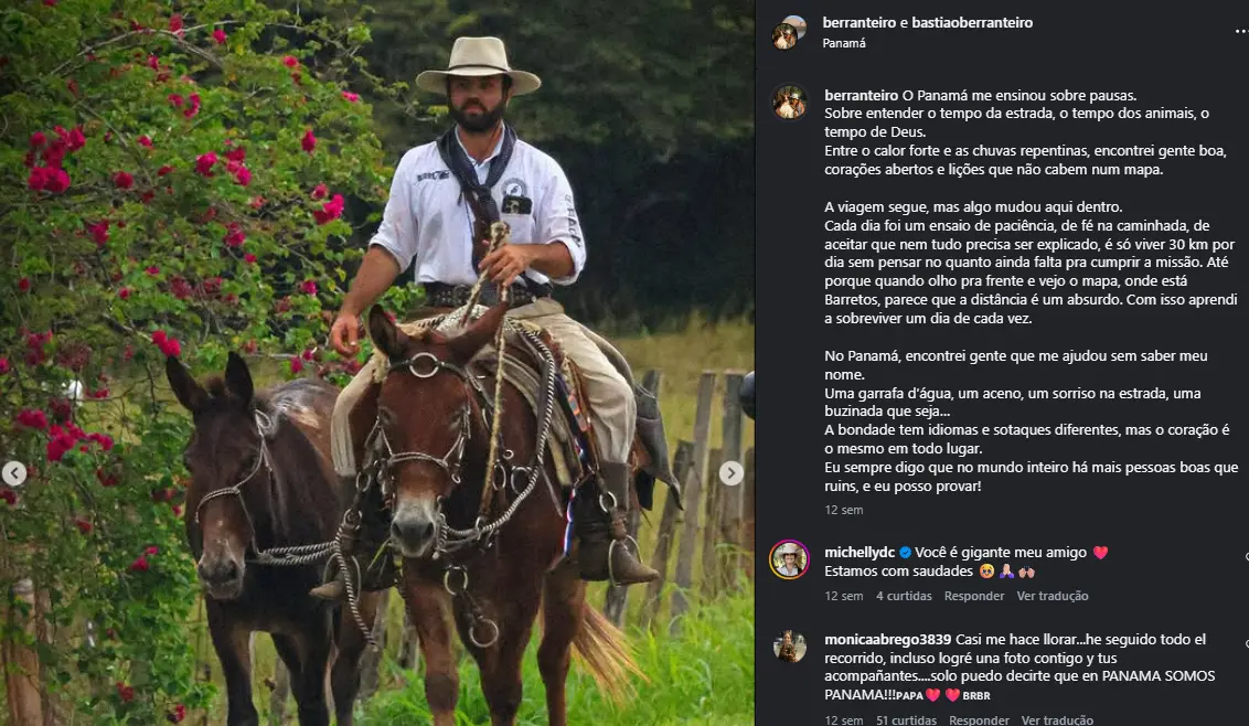 Viajante que percorre as Américas com cão e mulas segue rumo ao Acre