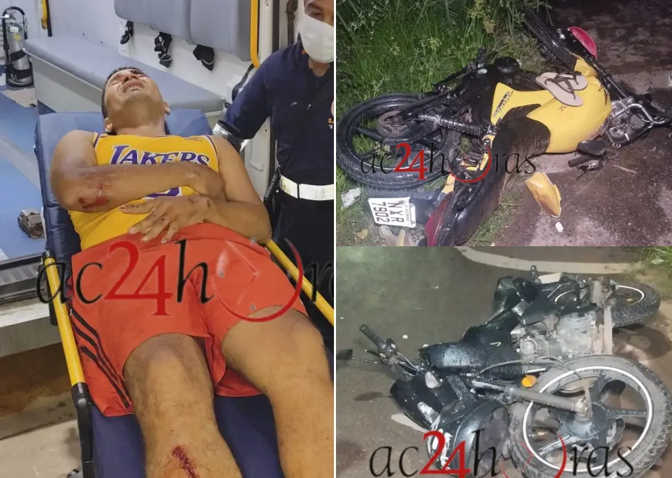 Colisão entre motos deixa motoboy com fratura e outro com escoriações