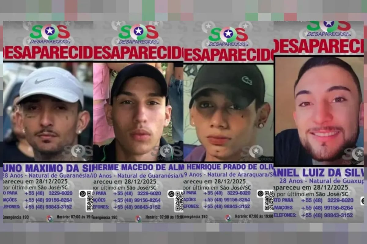 Mistério: quatro jovens de MG desaparecem em SC após o Natal