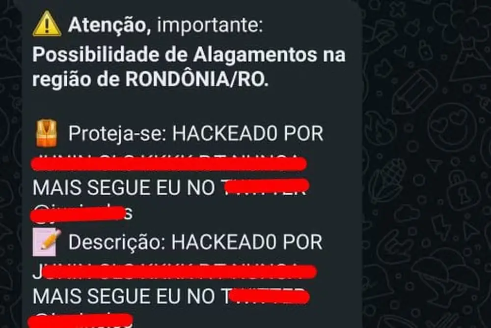 Sistema de alertas da Defesa Civil de Rondônia sofre ataque hacker