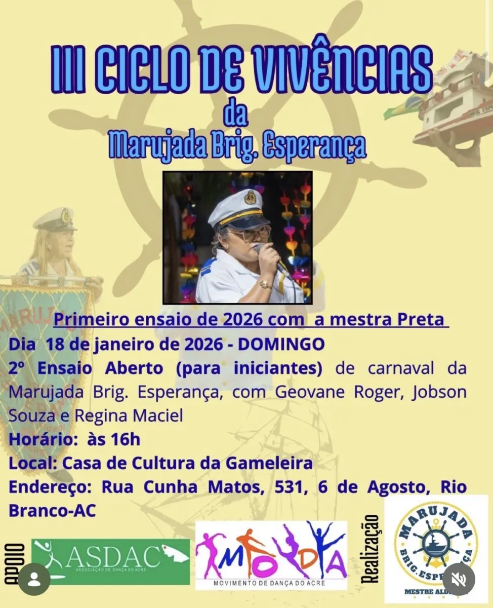 Marujada Brig: Esperança abre ciclo de vivências culturais com primeiro ensaio de 2026 em Rio Branco