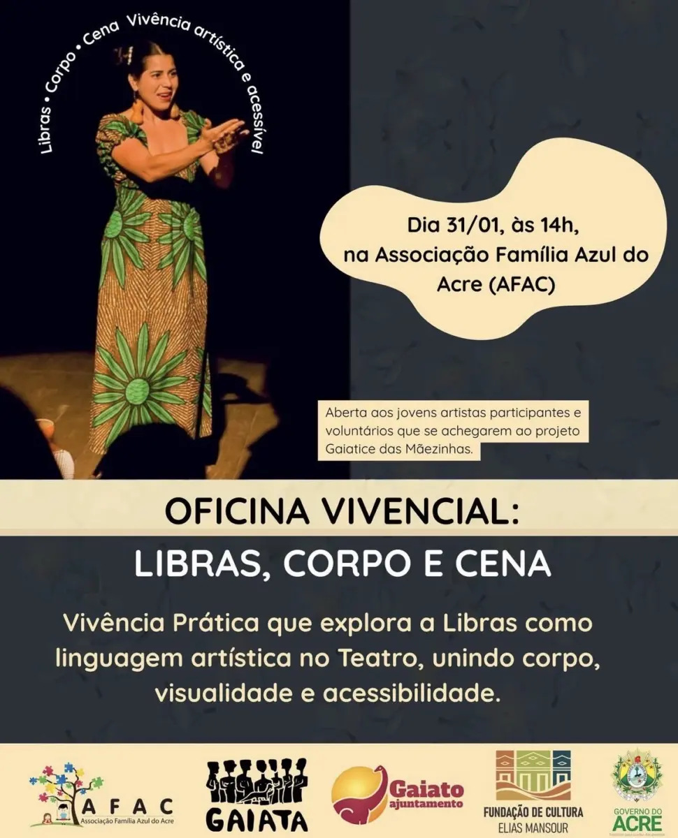 Oficina vivencial une Libras, corpo e teatro em experiência artística inclusiva