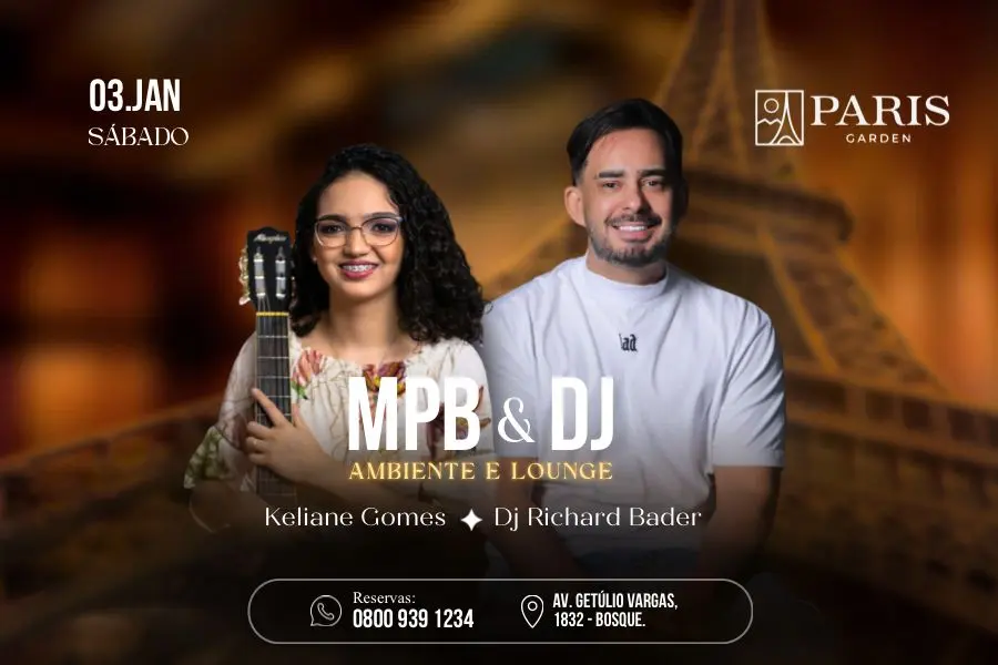 Keliane Gomes e DJ Richard Bader animam o Paris Garden neste sábado