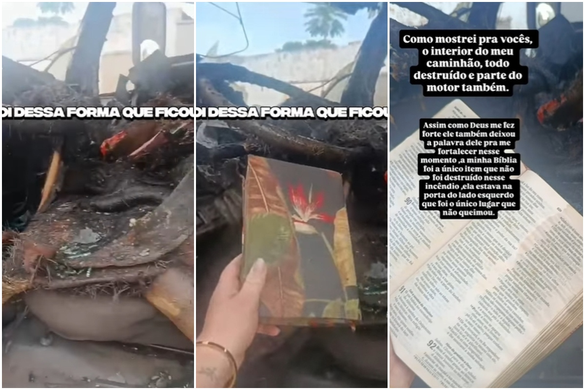Bíblia "escapa" de fogo em caminhão: "Palavra de Deus", diz motorista. Vídeo