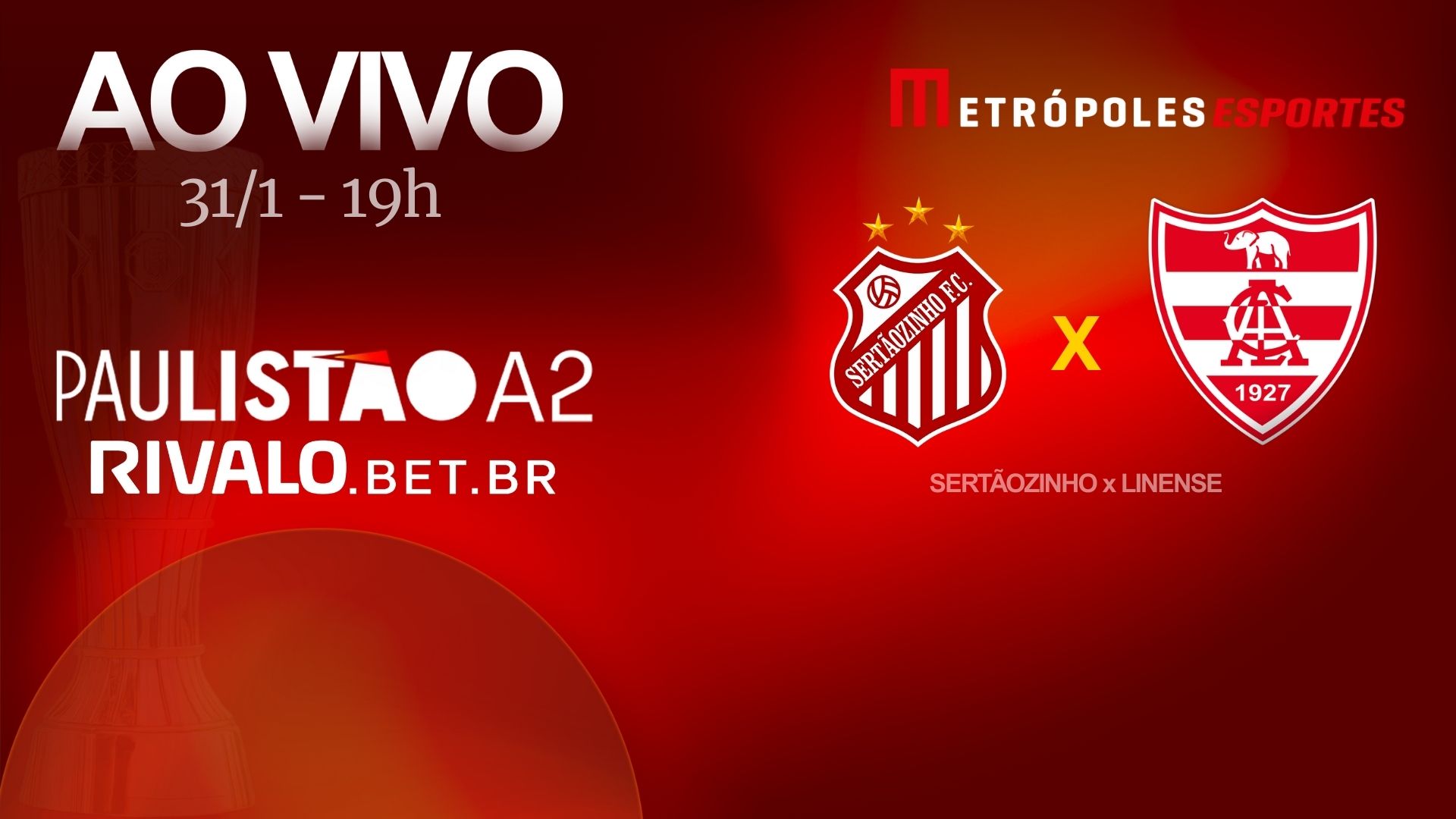 Paulistão A2 2026: assista a Sertãozinho x Linense ao vivo no Youtube