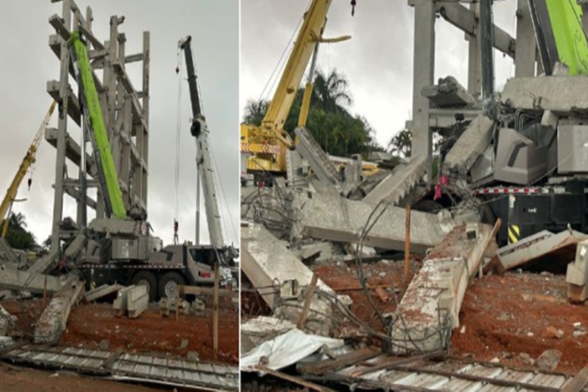 Construção de hotel desaba após colapso estrutural em Mato Grosso
