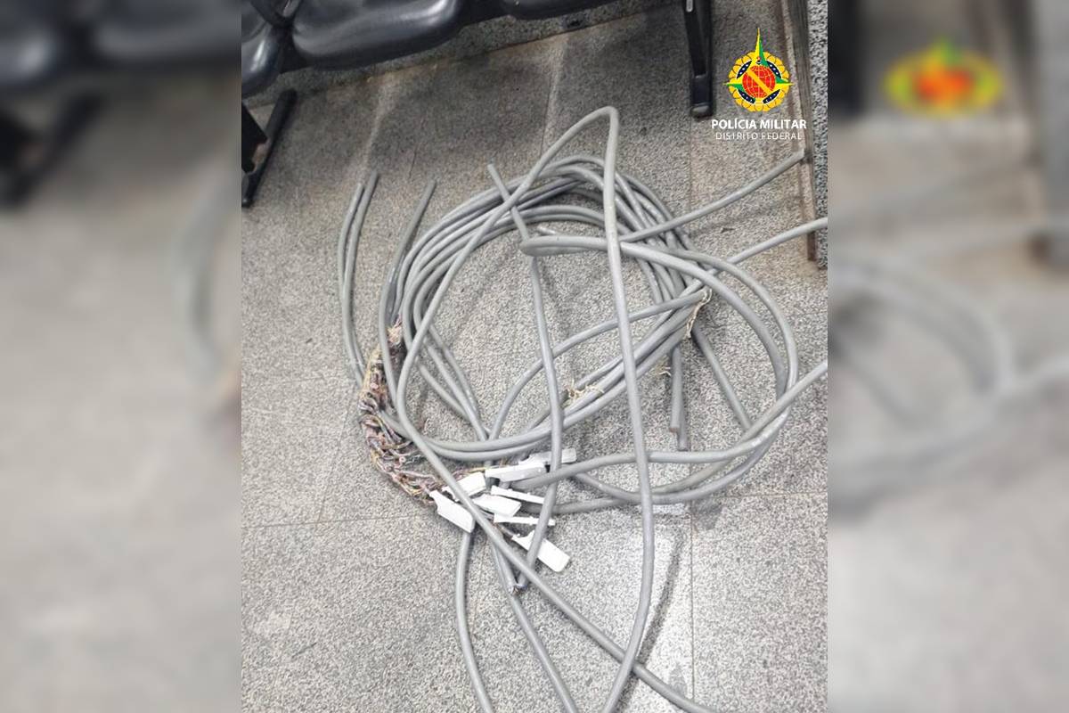 Câmeras flagram dupla furtando cabos em empresa no Gama. Veja vídeo