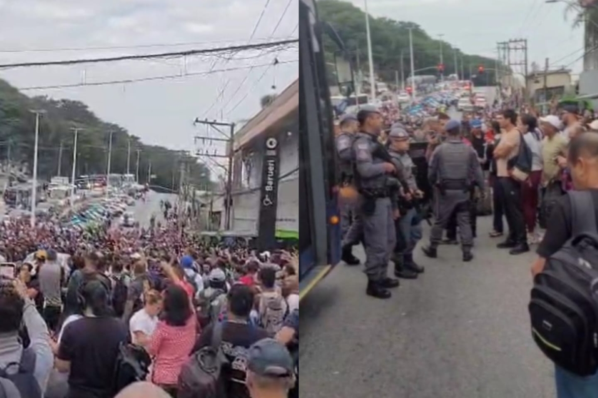 Multidão toma ruas e PM é acionada após falha na Linha 8-Diamante. Veja vídeo