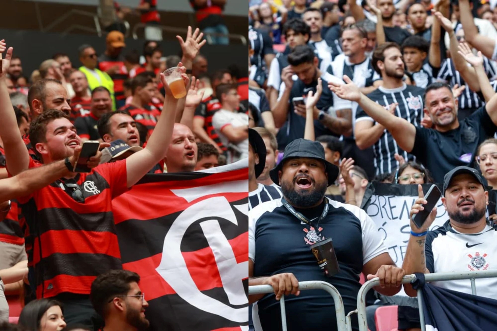 Supercopa: confira a festa dos torcedores nas arquibancadas do estádio. Veja vídeo